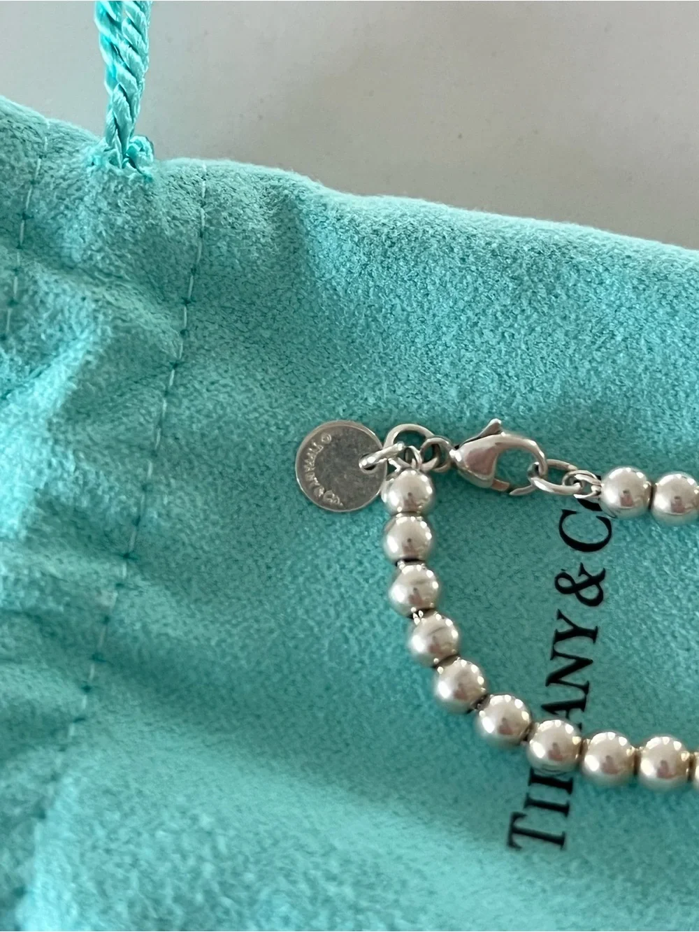 Authentic Tiffany & Co. Return to Tiffany Mini Heart Tag Bead Bracelet XS 6.25”